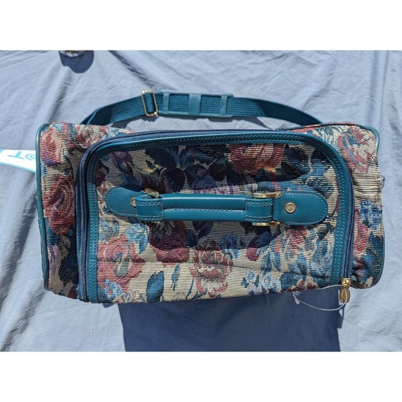 Ascot Travel Carry-on Floral Canvas Bag Luggage Vintage- Unused- Shoulder Strap - Picture 2 of 11